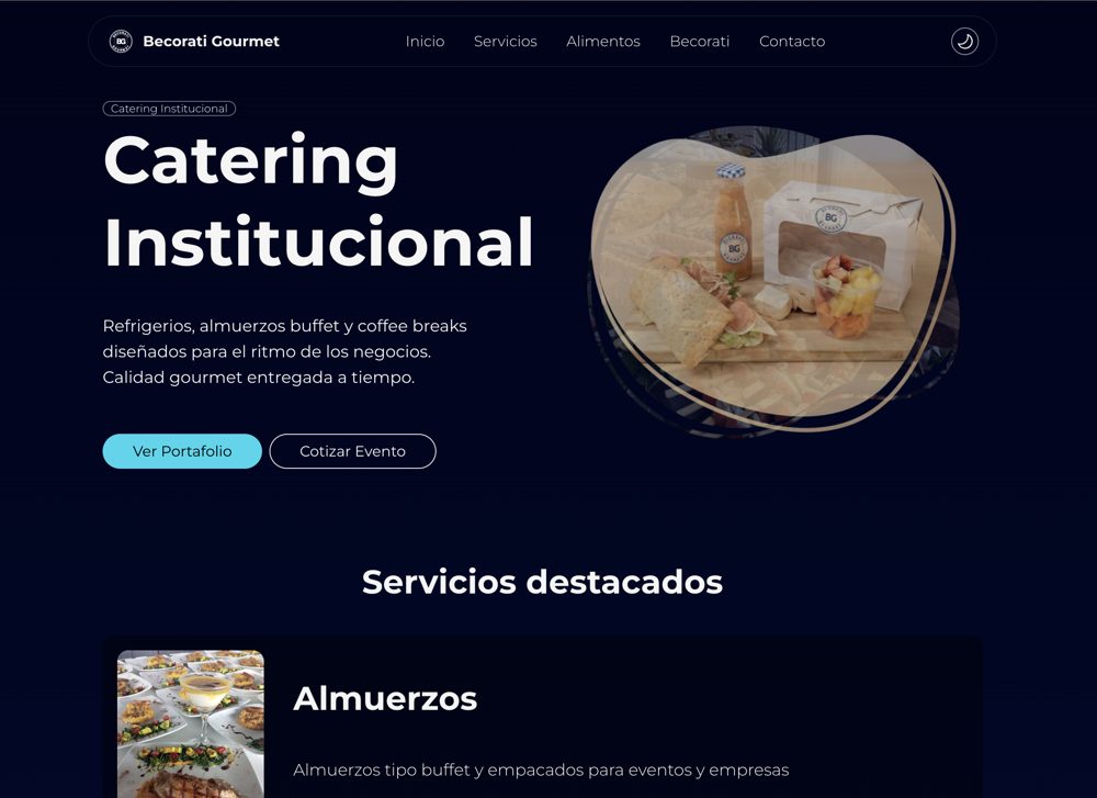 Sitio web Becorati Gourmet