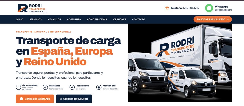Sitio web Rodri Transportes y Mudanzas